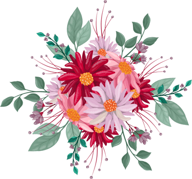 Red Flower Arrangement with watercolor style png