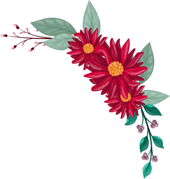 Red Flower Arrangement with watercolor style png