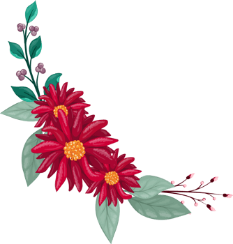 Red Flower Arrangement with watercolor style png