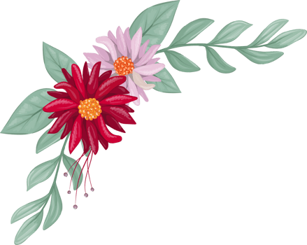 Red Flower Arrangement with watercolor style png