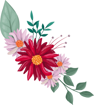 Red Flower Arrangement with watercolor style png