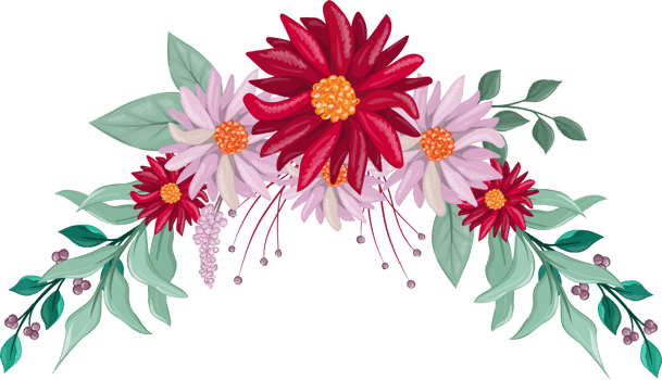 Red Flower Arrangement with watercolor style png