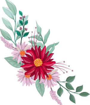 Red Flower Arrangement with watercolor style png