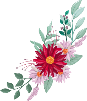 Red Flower Arrangement with watercolor style png