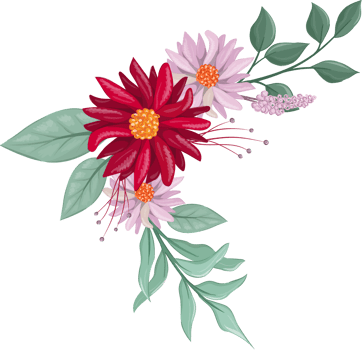 Red Flower Arrangement with watercolor style png