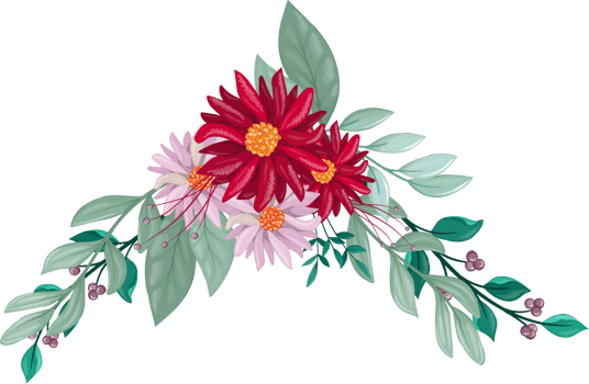 Red Flower Arrangement with watercolor style png