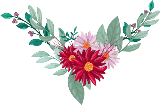 Red Flower Arrangement with watercolor style png