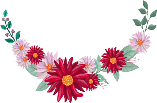 Red Flower Arrangement with watercolor style png