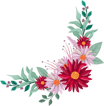 Red Flower Arrangement with watercolor style png