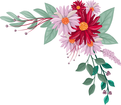 Red Flower Arrangement with watercolor style png