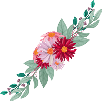 Red Flower Arrangement with watercolor style png