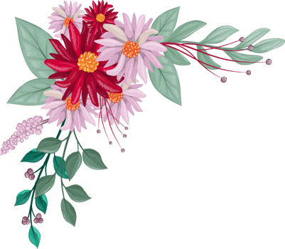 Red Flower Arrangement with watercolor style png