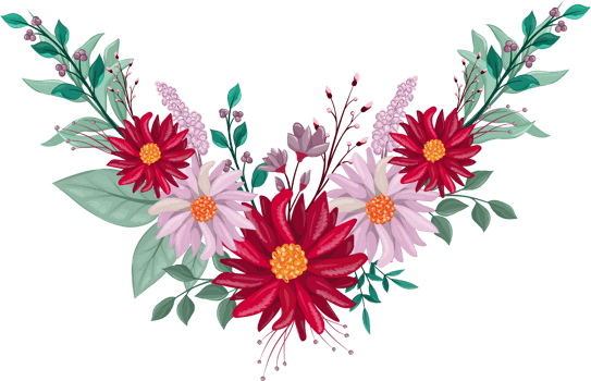 Red Flower Arrangement with watercolor style png