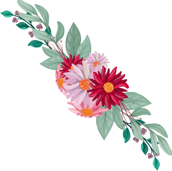 Red Flower Arrangement with watercolor style png