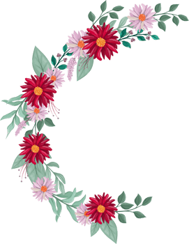Red Flower Arrangement with watercolor style png