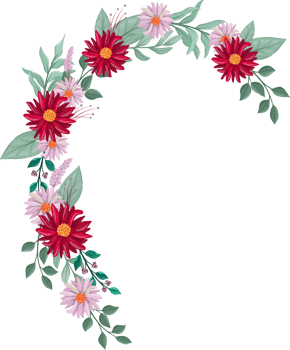 Red Flower Arrangement with watercolor style png