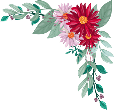 Red Flower Arrangement with watercolor style png