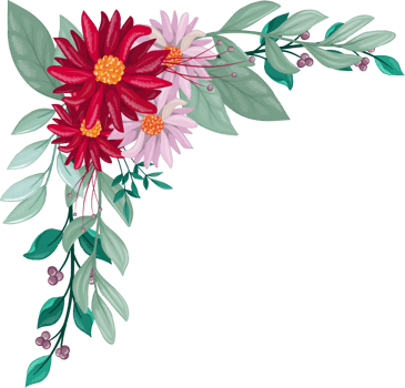 Red Flower Arrangement with watercolor style png