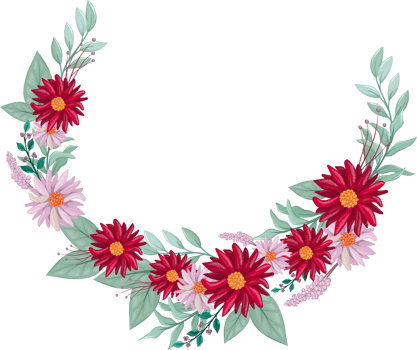 Red Flower Arrangement with watercolor style png