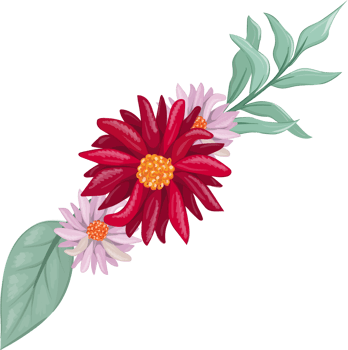Red Flower Arrangement with watercolor style png