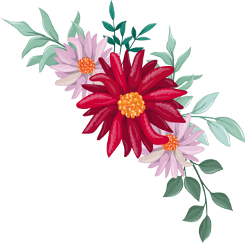 Red Flower Arrangement with watercolor style png