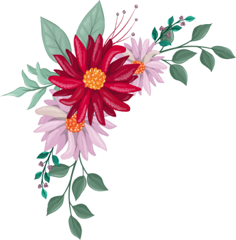 Red Flower Arrangement with watercolor style png