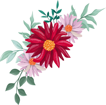 Red Flower Arrangement with watercolor style png