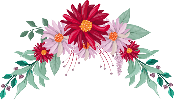 Red Flower Arrangement with watercolor style png