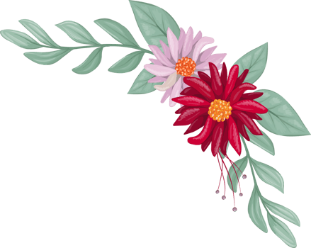 Red Flower Arrangement with watercolor style png