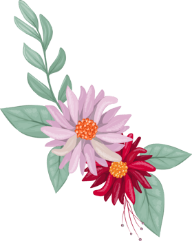 Red Flower Arrangement with watercolor style png