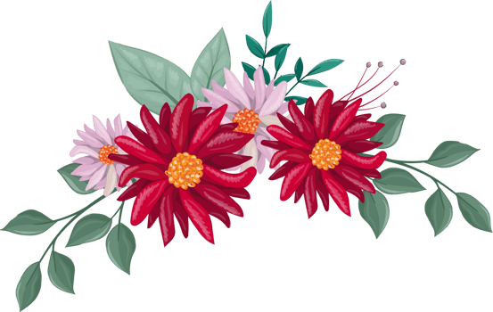 Red Flower Arrangement with watercolor style png