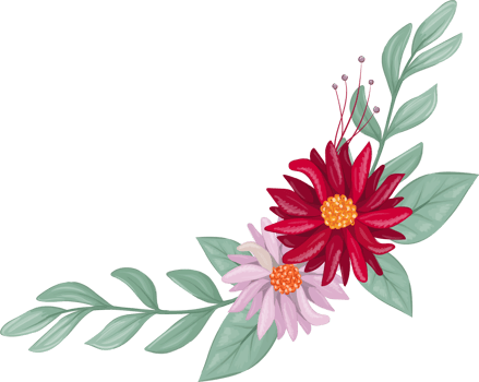 Red Flower Arrangement with watercolor style png