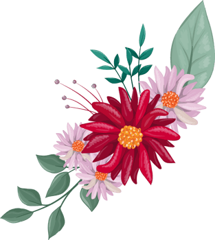 Red Flower Arrangement with watercolor style png