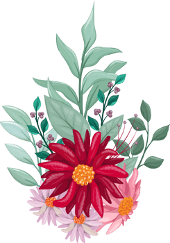 Red Flower Arrangement with watercolor style png