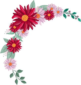 Red Flower Arrangement with watercolor style png