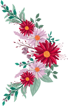 Red Flower Arrangement with watercolor style png