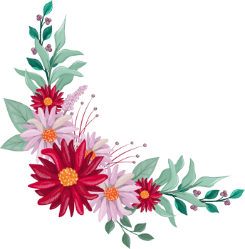 Red Flower Arrangement with watercolor style png
