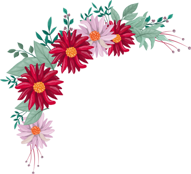 Red Flower Arrangement with watercolor style png