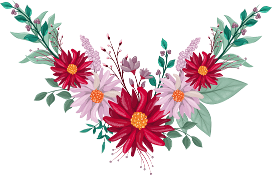 Red Flower Arrangement with watercolor style png
