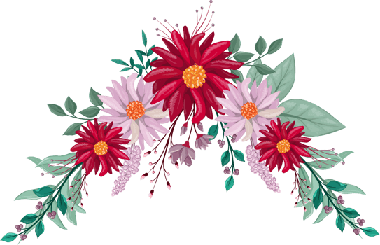 Red Flower Arrangement with watercolor style png