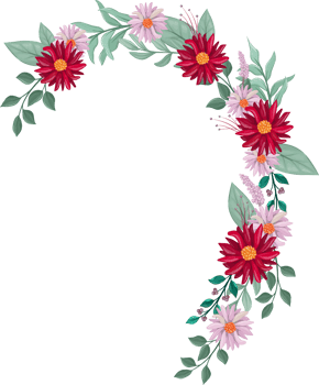 Red Flower Arrangement with watercolor style png