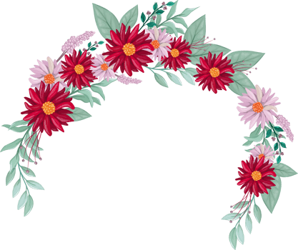 Red Flower Arrangement with watercolor style png