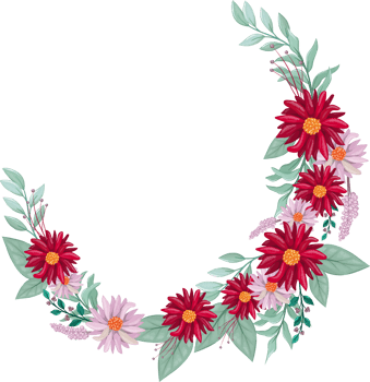Red Flower Arrangement with watercolor style png