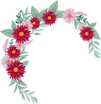 Red Flower Arrangement with watercolor style png