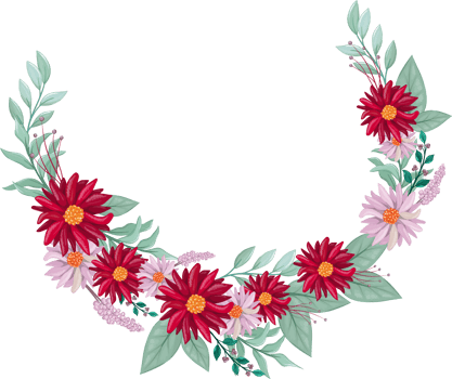 Red Flower Arrangement with watercolor style png