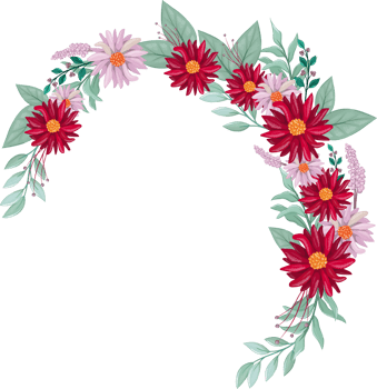 Red Flower Arrangement with watercolor style png