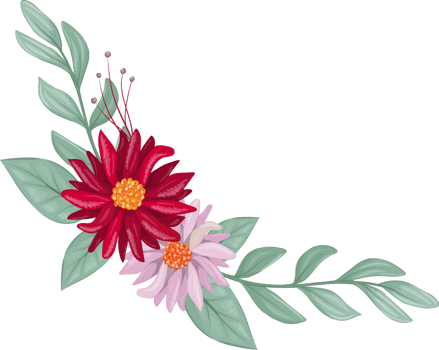 Red Flower Arrangement with watercolor style png