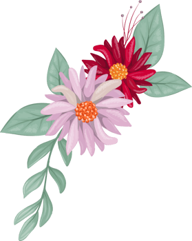 Red Flower Arrangement with watercolor style png
