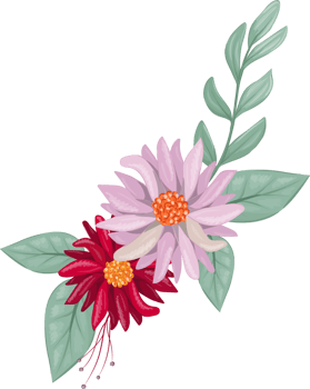 Red Flower Arrangement with watercolor style png