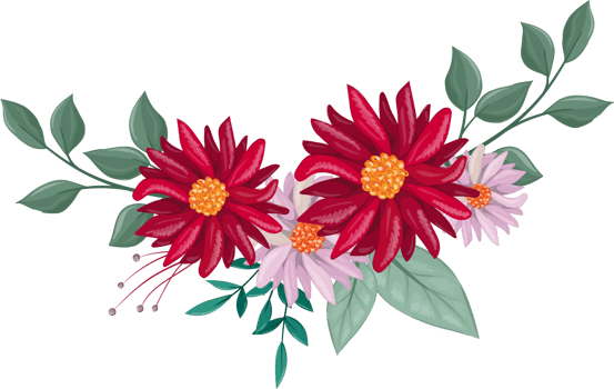 Red Flower Arrangement with watercolor style png